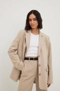 NA-KD Classic Oversized melerad blazer med tre knappar - Beige