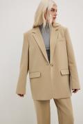 Melerad blazer med oversized-fit - Beige