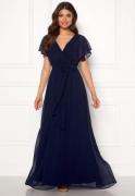 Goddiva Flutter Chiffon Dress Navy XL (UK16)