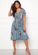 Goddiva Flutter Floral Midi Dress Air Force Blue XXS (UK6)