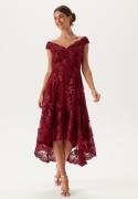 Goddiva Embroidered Lace Dress Wine XS (UK6)