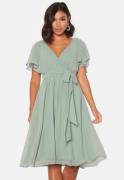 Goddiva Flutter Chiffon Midi Dress Green XS (UK8)