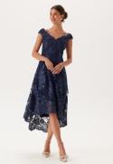 Goddiva Embroidered Lace Dress Navy S (UK8)