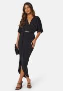 John Zack Kimono Sleeve Rouch Dress Black XL (UK16)