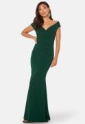 Goddiva Bardot Pleat Maxi Dress Green XS (UK8)