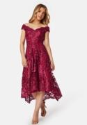 Goddiva Embroidered Lace Dress Wine-red S (UK8)