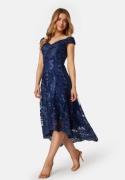 Goddiva Embroidered Lace Dress Navy S (UK10)