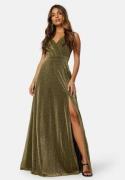 Goddiva Glitter Wrap Maxi Dress Gold XS (UK8)