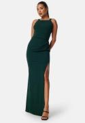 Bubbleroom Occasion Square neck slit maxi dress Dark green M