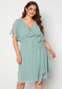 Goddiva Curve Flutter Sleeve Chiffon Midi Dress Sage Green 54 (UK26)