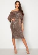 Goddiva Sequin Cowl Neck Midi Dress Champangne XS (UK8)