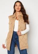 SELECTED FEMME Tinna Long Quilted Vest Tannin 40