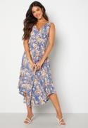 Bubbleroom Occasion Draped Soft Midi Dress Navy / Floral XL