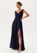 Goddiva Glitter Wrap Maxi Dress Navy M (UK12)