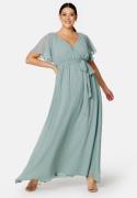 Goddiva Curve Flutter Sleeve Chiffon Maxi Curve Dress Sage Green 50 (U...