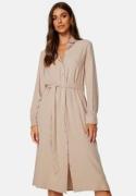 BUBBLEROOM Belted L/S Viscose Shirt Dress Light beige 40