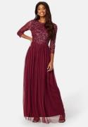 AngelEye Sequin Bodice Maxi Dress Burgundy M (UK12)