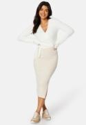 BUBBLEROOM Rachell fluffy knitted wrap top Offwhite M