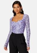 BUBBLEROOM Melandra mesh bustier top Lilac / Floral S