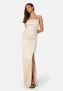 Bubbleroom Occasion Ruched Satin Strap Gown Cream 46