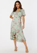 BUBBLEROOM Pauletta Wrap Dress Dusty green / Patterned 36