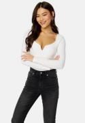 BUBBLEROOM Square V-neck Long Sleeve Top White XS