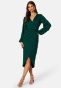 Bubbleroom Occasion Wrap Stretchy Midi Dress Dark green M