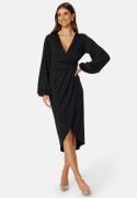 Bubbleroom Occasion Wrap Stretchy Midi Dress Black XS