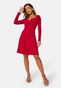 BUBBLEROOM Square V-neck L/S Skater Dress Red XS