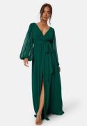 Goddiva Long Sleeve Chiffon Dress Dark green XXL (UK18)