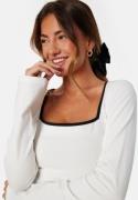 BUBBLEROOM Square Neck Contrast L/S Top White M