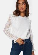 Pieces Olline LS Lace Top Cloud Dancer L