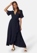 Happy Holly Wrap Midi Viscose Dress Dark blue 32/34