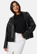 BUBBLEROOM Faux Leather PU Biker Jacket Black 42