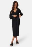 Happy Holly Soft Wrap Midi Shirt Dress Black 52/54