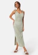 BUBBLEROOM Crochet Knitted Tie Strap Dress Dusty green L