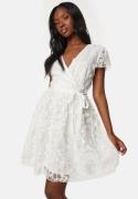 VILA Viedda V-neck S/S Lace Short Dress Cloud Dancer 42