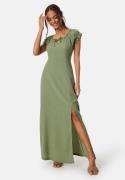 Happy Holly Structure Maxi Slit Dress Dusty green 32/34