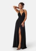 Goddiva Multi Tie Maxi Dress Split Black M (UK12)