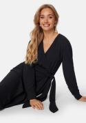 BUBBLEROOM Midi Wrap Dress Black XS