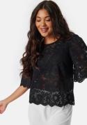 BUBBLEROOM Round Neck Lace Blouse Black XS