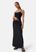 BUBBLEROOM Linen Blend Maxi Skirt Black XL