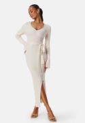 BUBBLEROOM Slit Knitted Midi Dress Cream XL