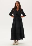 Happy Holly Frill Neck Tiered Maxi Dress Black 44/46