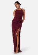 Bubbleroom Occasion Square neck slit maxi dress Wine red S