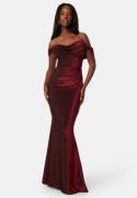 Goddiva Glitter Off Shoulder Maxi Dress Red XS (UK8)