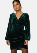 Bubbleroom Occasion Velvet Wrap Dress Dark green S