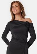 BUBBLEROOM One Shoulder Rose Top Black XS