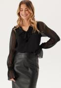 BUBBLEROOM V-neck Frill L/S Chiffon Blouse Black 34