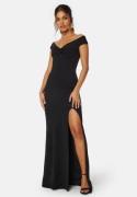 Bubbleroom Occasion Twist Off Shoulder Gown Black XS